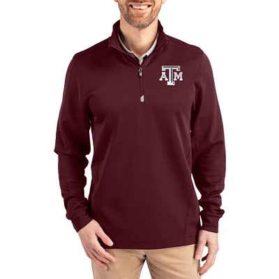 Men's Cutter & Buck Maroon Texas A&M Aggies DryTec Traverse Stretch Eco Tri-Blend Quarter-Zip Pullover