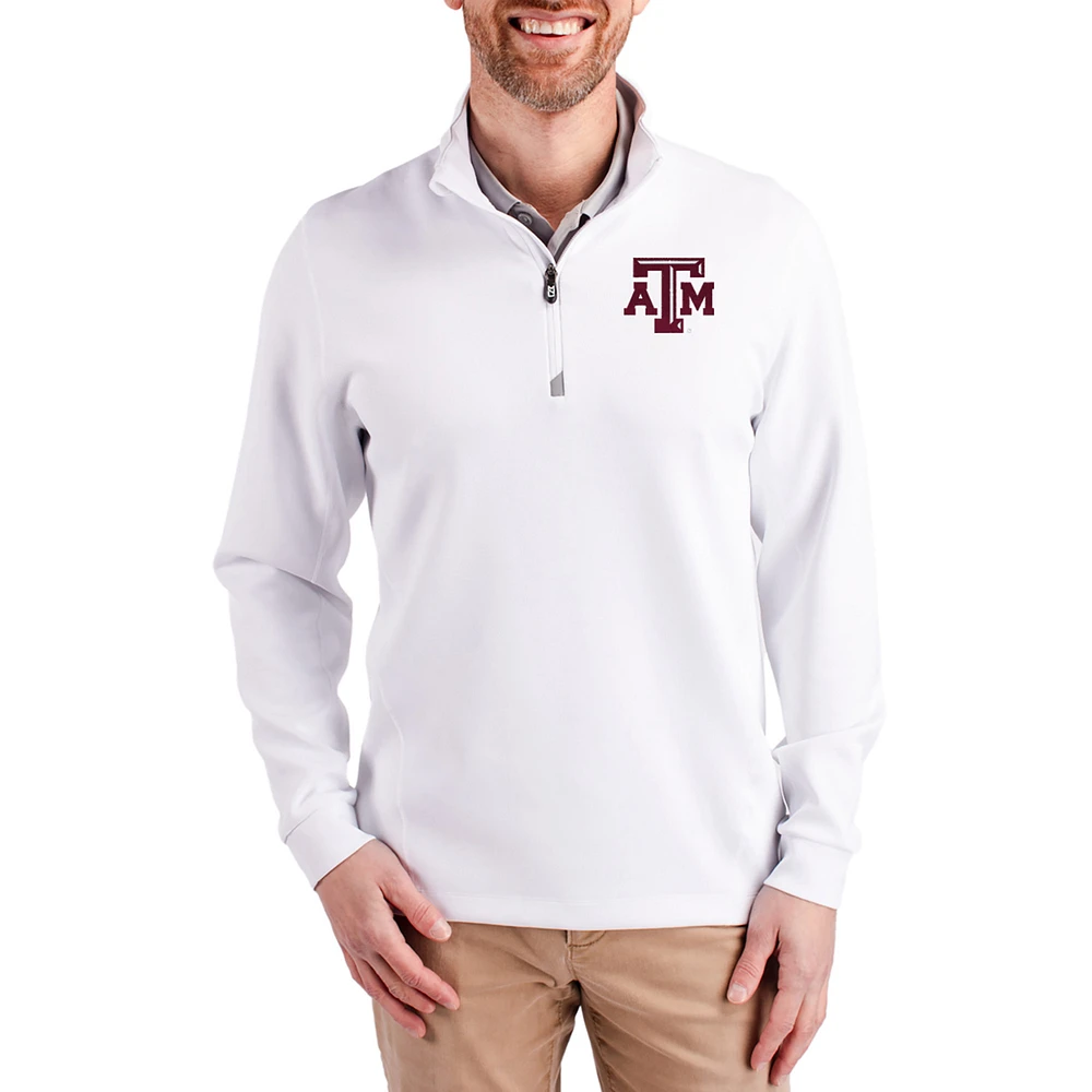 Men's Cutter & Buck Texas A&M Aggies DryTec Traverse Stretch Eco Tri-Blend Quarter-Zip Pullover