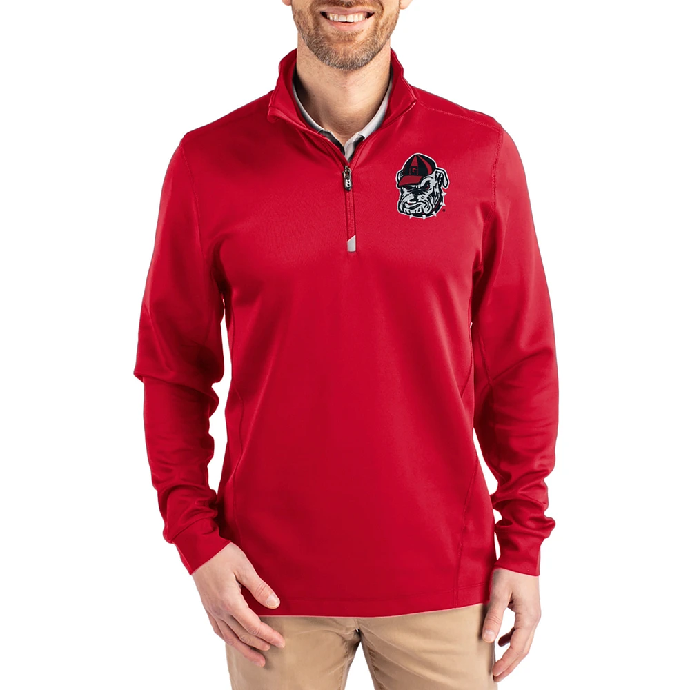 Men's Cutter & Buck Georgia Bulldogs DryTec Traverse Stretch Eco Tri-Blend Quarter-Zip Pullover