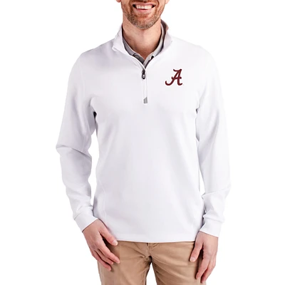 Men's Cutter & Buck Alabama Crimson Tide DryTec Traverse Stretch Eco Tri-Blend Quarter-Zip Pullover