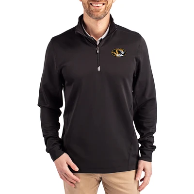 Men's Cutter & Buck Missouri Tigers DryTec Traverse Stretch Eco Tri-Blend Quarter-Zip Pullover