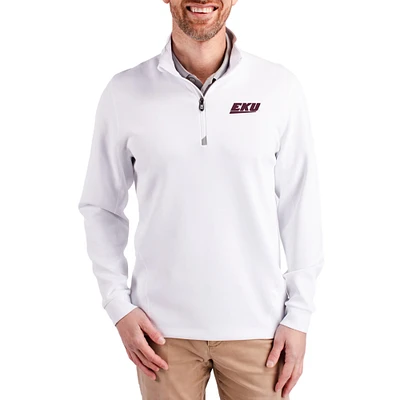 Men's Cutter & Buck Eastern Kentucky Colonels DryTec Traverse Stretch Eco Tri-Blend Quarter-Zip Pullover