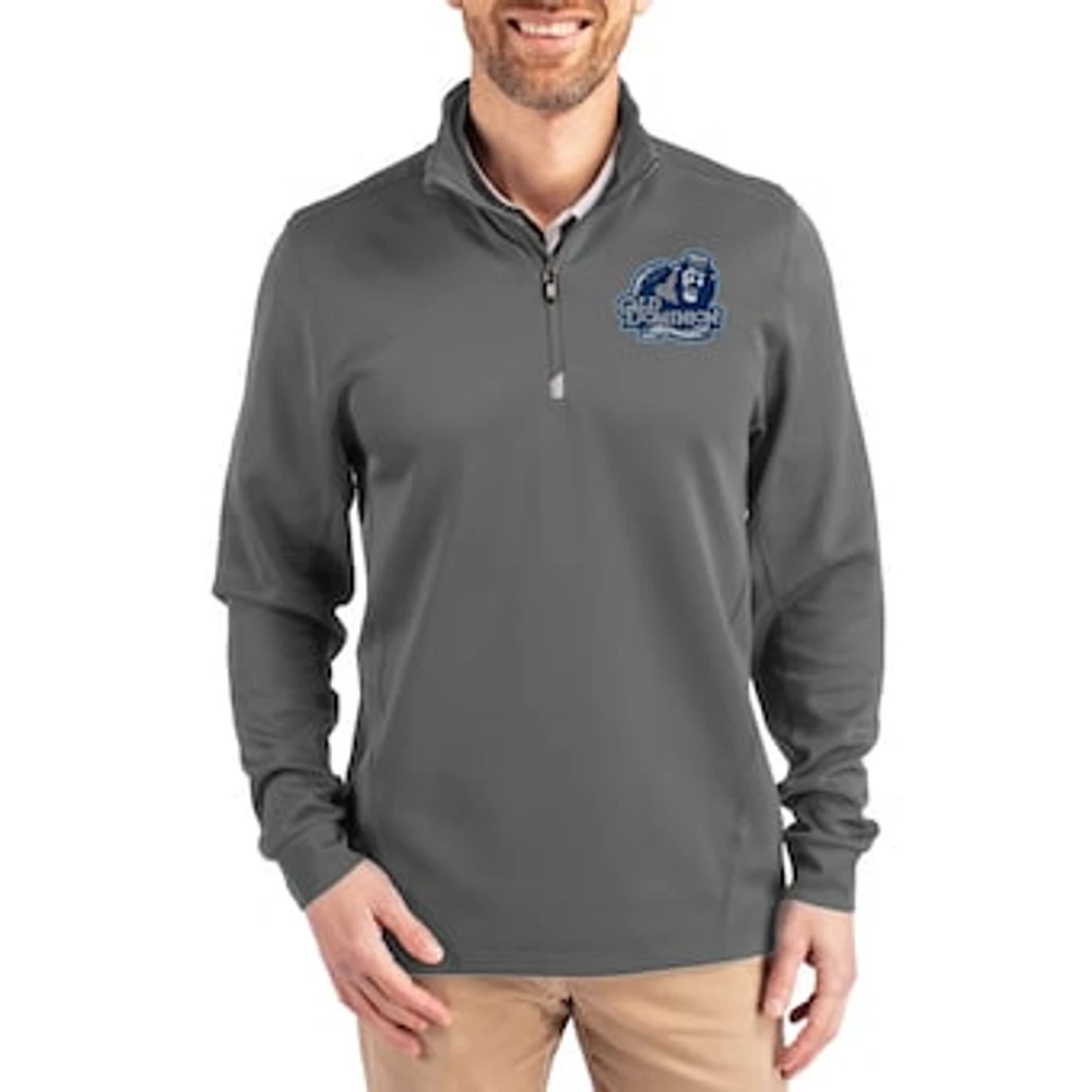 Men's Cutter & Buck Gray Old Dominion Monarchs DryTec Traverse Stretch Eco Tri-Blend Quarter-Zip Pullover