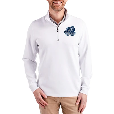 Men's Cutter & Buck White Old Dominion Monarchs DryTec Traverse Stretch Eco Tri-Blend Quarter-Zip Pullover