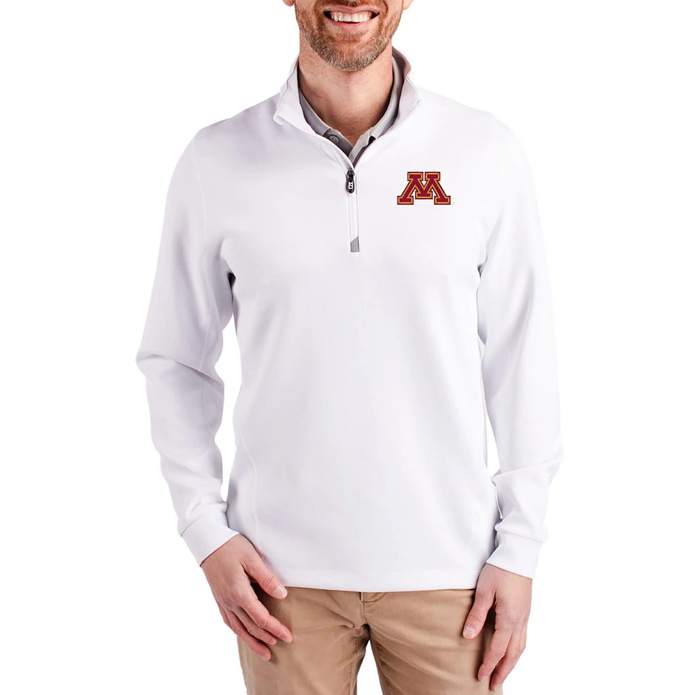 Men's Cutter & Buck Minnesota Golden Gophers DryTec Traverse Stretch Eco Tri-Blend Quarter-Zip Pullover