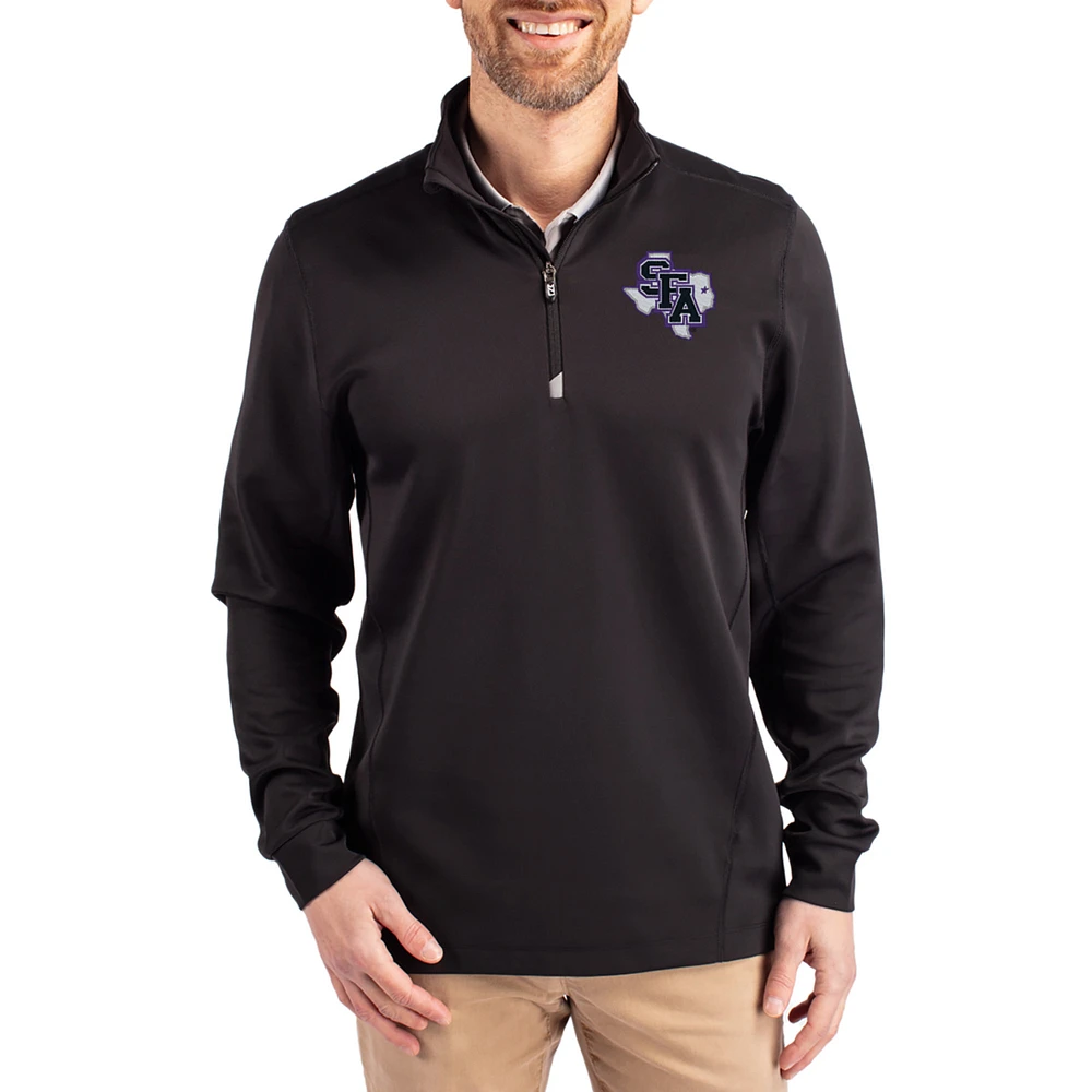 Men's Cutter & Buck Stephen F Austin Lumberjacks DryTec Traverse Stretch Eco Tri-Blend Quarter-Zip Pullover