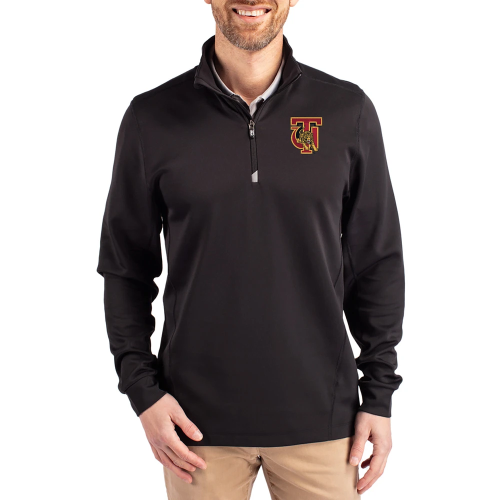 Men's Cutter & Buck Tuskegee Golden Tigers DryTec Traverse Stretch Eco Tri-Blend Quarter-Zip Pullover