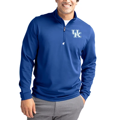 Men's Cutter & Buck Kentucky Wildcats DryTec Traverse Stretch Eco Tri-Blend Quarter-Zip Pullover