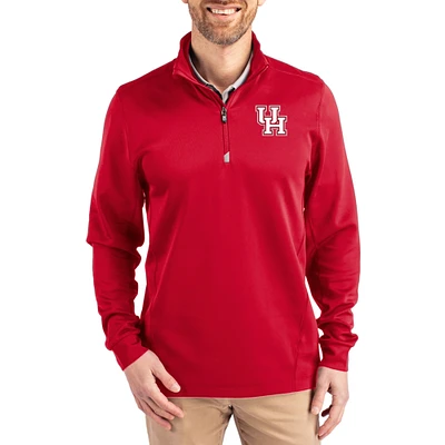 Men's Cutter & Buck Houston Cougars DryTec Traverse Stretch Eco Tri-Blend Quarter-Zip Pullover