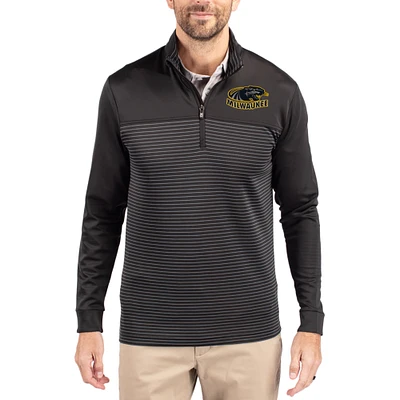 Men's Cutter & Buck Wisconsin-Milwaukee Panthers Traverse Stretch Eco Stripe DryTec Tri-Blend Quarter-Zip Pullover