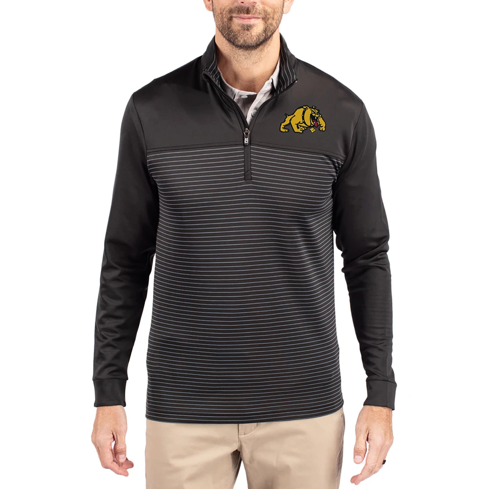 Men's Cutter & Buck Bowie State Bulldogs Traverse Stretch Eco Stripe DryTec Tri-Blend Quarter-Zip Pullover