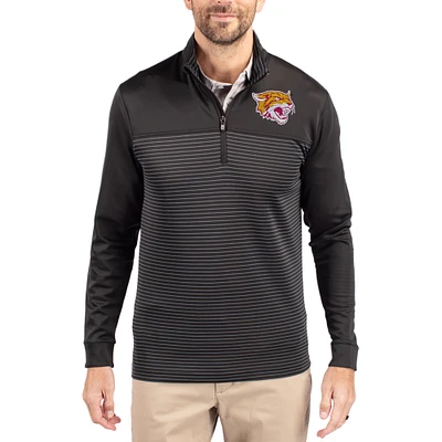 Men's Cutter & Buck Bethune-Cookman Wildcats Traverse Stretch Eco Stripe DryTec Tri-Blend Quarter-Zip Pullover