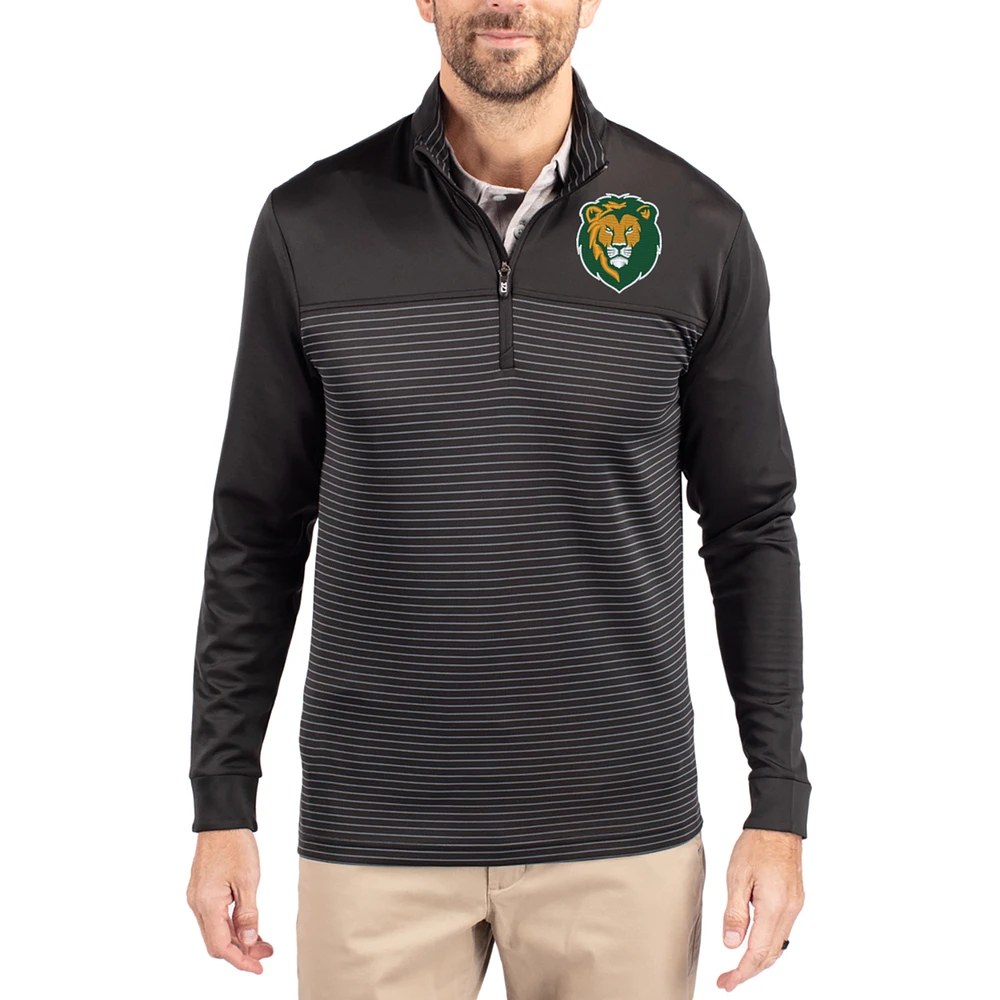 Men's Cutter & Buck Southeastern Louisiana Lions Traverse Stretch Eco Stripe DryTec Tri-Blend Quarter-Zip Pullover
