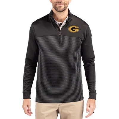 Men's Cutter & Buck Grambling Tigers Traverse Stretch Eco Stripe DryTec Tri-Blend Quarter-Zip Pullover