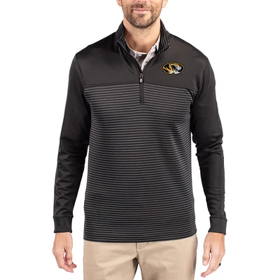 Men's Cutter & Buck Missouri Tigers Traverse Stretch Eco Stripe DryTec Tri-Blend Quarter-Zip Pullover