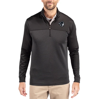 Men's Cutter & Buck Seton Hall Pirates Traverse Stretch Eco Stripe DryTec Tri-Blend Quarter-Zip Pullover
