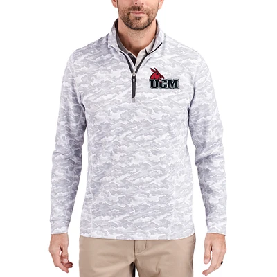 Men's Cutter & Buck Gray Central Missouri Mules Traverse Stretch Eco Camo DryTec Tri-Blend Quarter-Zip Pullover