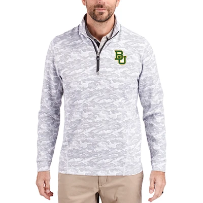 Men's Cutter & Buck Gray Baylor Bears Traverse Stretch Eco Camo DryTec Tri-Blend Quarter-Zip Pullover