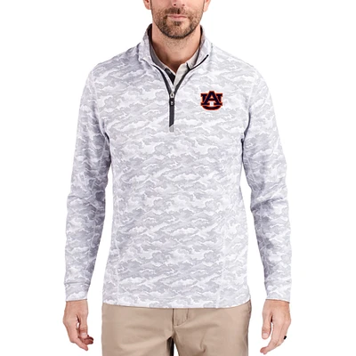 Men's Cutter & Buck Gray Auburn Tigers Traverse Stretch Eco Camo DryTec Tri-Blend Quarter-Zip Pullover