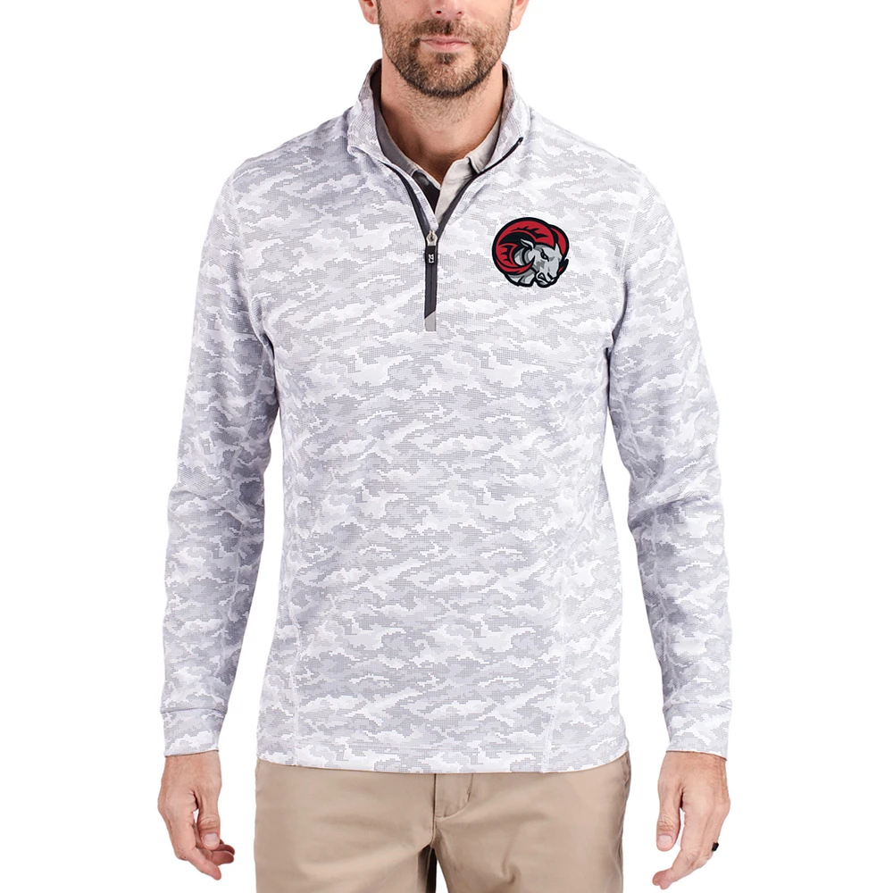Men's Cutter & Buck Gray Winston-Salem State Rams Traverse Stretch Eco Camo DryTec Tri-Blend Quarter-Zip Pullover