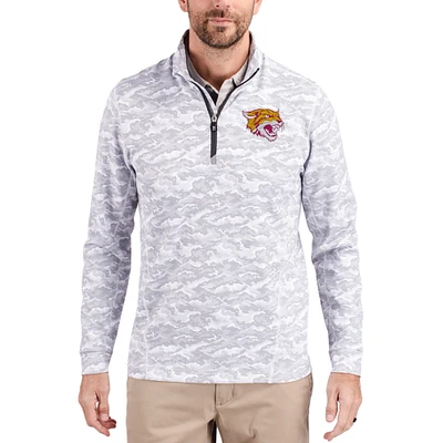 Men's Cutter & Buck Gray Bethune-Cookman Wildcats Traverse Stretch Eco Camo DryTec Tri-Blend Quarter-Zip Pullover