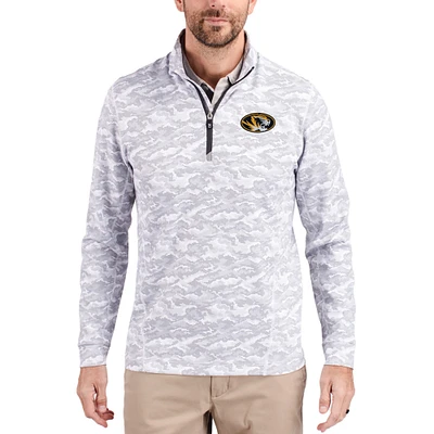 Men's Cutter & Buck Gray Missouri Tigers Traverse Stretch Eco Camo DryTec Tri-Blend Quarter-Zip Pullover