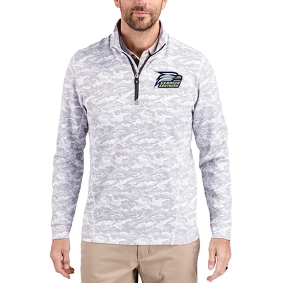 Men's Cutter & Buck Gray Georgia Southern Eagles Traverse Stretch Eco Camo DryTec Tri-Blend Quarter-Zip Pullover