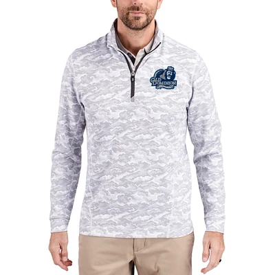 Men's Cutter & Buck Gray Old Dominion Monarchs Traverse Stretch Eco Camo DryTec Tri-Blend Quarter-Zip Pullover