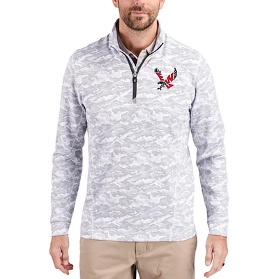 Men's Cutter & Buck Gray Eastern Washington Eagles Traverse Stretch Eco Camo DryTec Tri-Blend Quarter-Zip Pullover