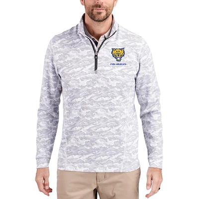 Men's Cutter & Buck Gray Fort Valley State Wildcats Traverse Stretch Eco Camo DryTec Tri-Blend Quarter-Zip Pullover