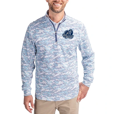 Men's Cutter & Buck Navy Old Dominion Monarchs Traverse Stretch Eco Camo DryTec Tri-Blend Quarter-Zip Pullover