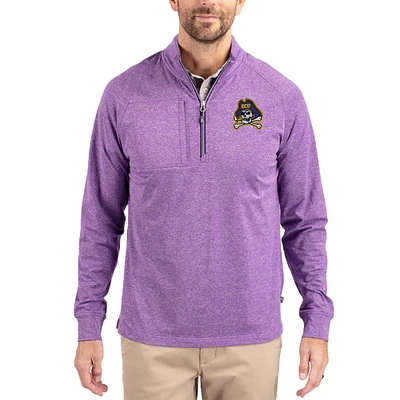 Women's Cutter & Buck Heather ECU Pirates Adapt Eco Knit Stretch Recycled DryTec Raglan Quarter-Zip Pullover