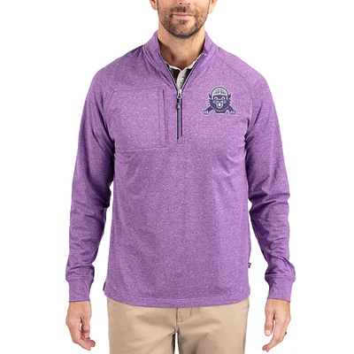 Women's Cutter & Buck Heather Northwestern Wildcats Adapt Eco Knit Stretch Recycled DryTec Raglan Quarter-Zip Pullover