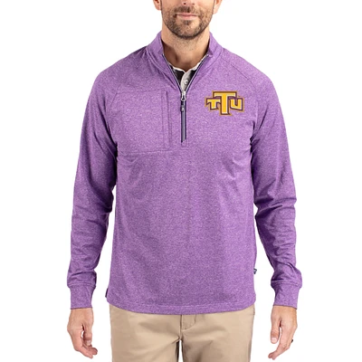 Women's Cutter & Buck Heather Tennessee Tech Golden Eagles Adapt Eco Knit Stretch Recycled DryTec Raglan Quarter-Zip Pullover