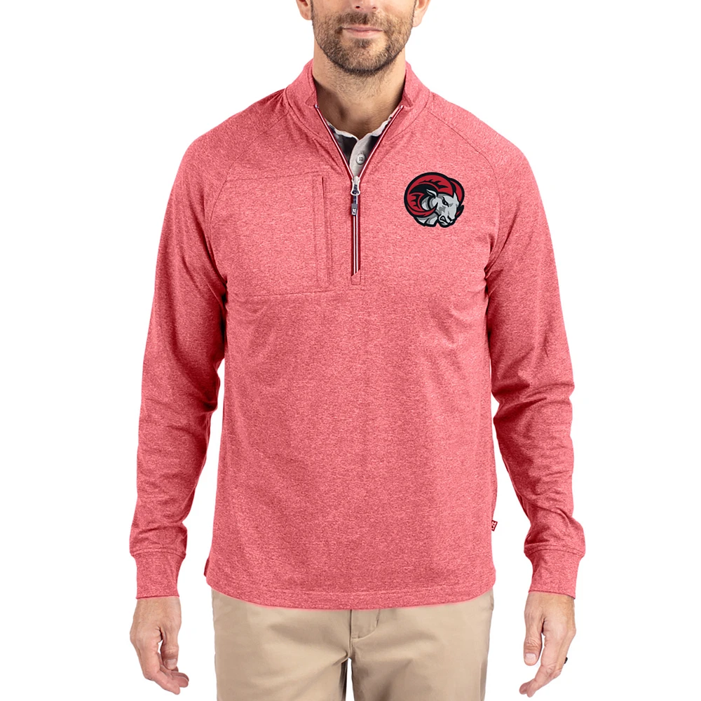 Women's Cutter & Buck Heather Winston-Salem State Rams Adapt Eco Knit Stretch Recycled DryTec Raglan Quarter-Zip Pullover
