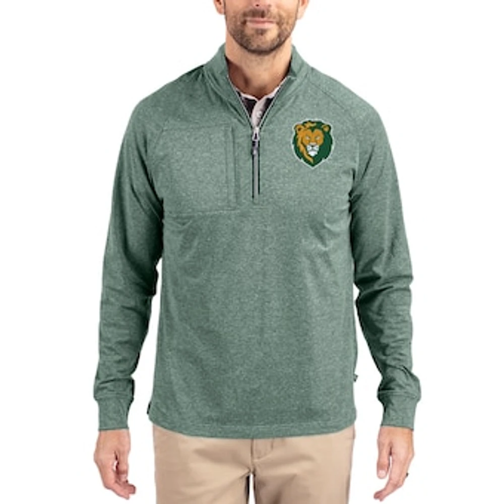 Women's Cutter & Buck Heather Southeastern Louisiana Lions Adapt Eco Knit Stretch Recycled DryTec Raglan Quarter-Zip Pullover