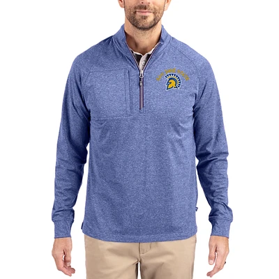 Women's Cutter & Buck Heather San Jose State Spartans Adapt Eco Knit Stretch Recycled DryTec Raglan Quarter-Zip Pullover
