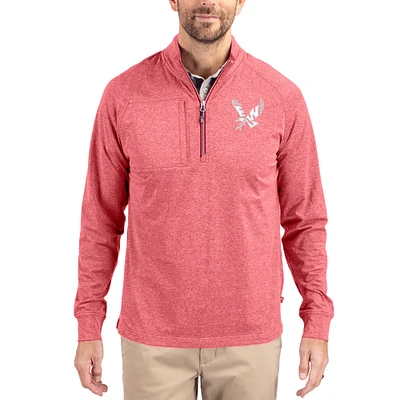 Women's Cutter & Buck Heather Eastern Washington Eagles Adapt Eco Knit Stretch Recycled DryTec Raglan Quarter-Zip Pullover