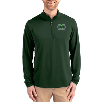 Men's Cutter & Buck Hunter Green Marshall Thundering Herd Virtue DryTec Quarter-Zip Pullover