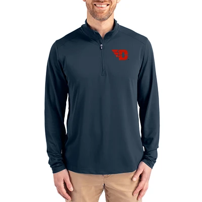 Men's Cutter & Buck Navy Dayton Flyers Virtue DryTec Quarter-Zip Pullover