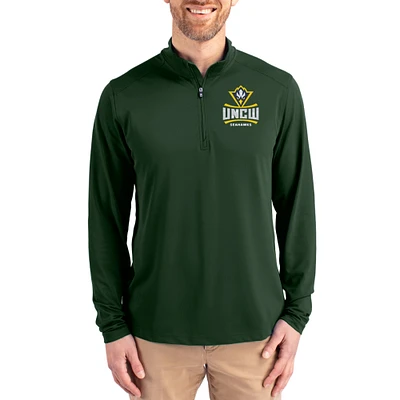 Men's Cutter & Buck Hunter Green UNC Wilmington Seahawks Virtue DryTec Quarter-Zip Pullover