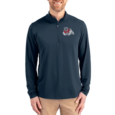 Men's Cutter & Buck Navy Fresno State Bulldogs Virtue DryTec Quarter-Zip Pullover
