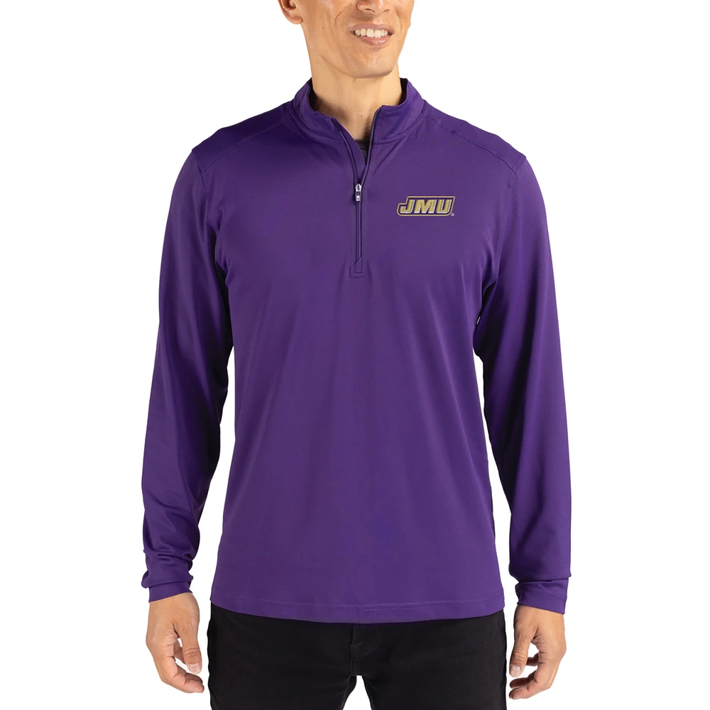 Men's Cutter & Buck James Madison Dukes Virtue DryTec Quarter-Zip Pullover