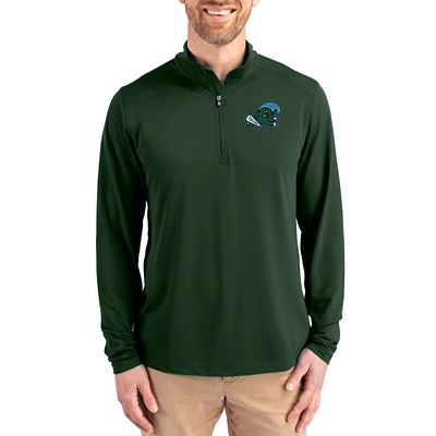 Men's Cutter & Buck Hunter Green Tulane Wave Virtue DryTec Quarter-Zip Pullover