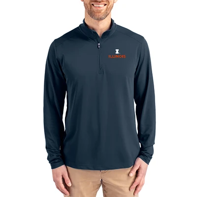 Men's Cutter & Buck Navy Illinois Fighting Illini Virtue DryTec Quarter-Zip Pullover