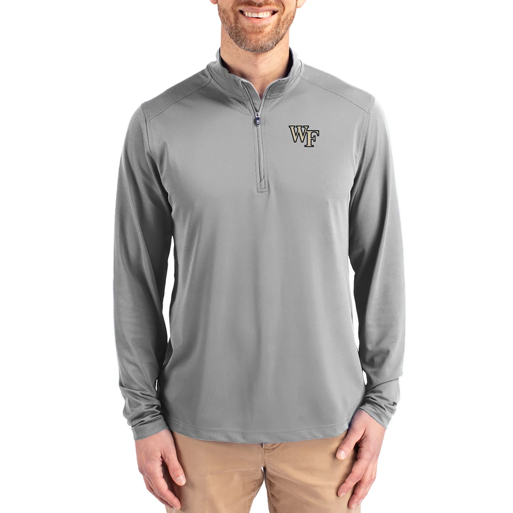 Men's Cutter & Buck Gray Wake Forest Demon Deacons Virtue DryTec Quarter-Zip Pullover