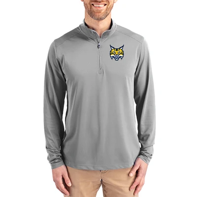 Men's Cutter & Buck Gray Quinnipiac Bobcats Virtue DryTec Quarter-Zip Pullover
