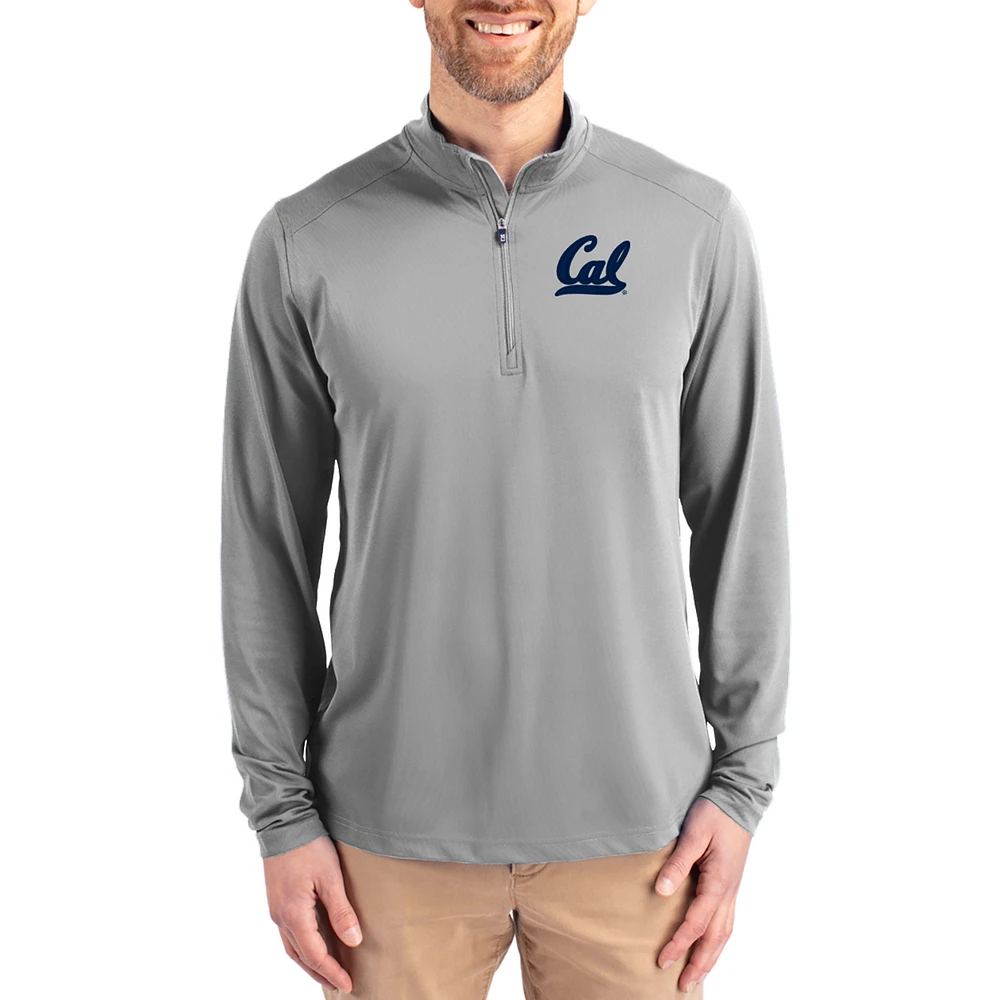 Men's Cutter & Buck Gray Cal Bears Virtue DryTec Quarter-Zip Pullover