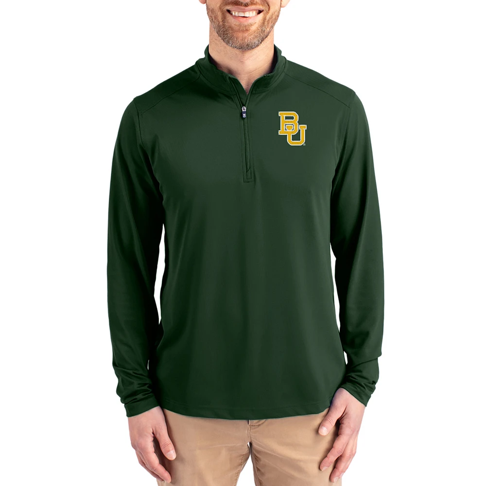 Men's Cutter & Buck Hunter Green Baylor Bears Virtue DryTec Quarter-Zip Pullover
