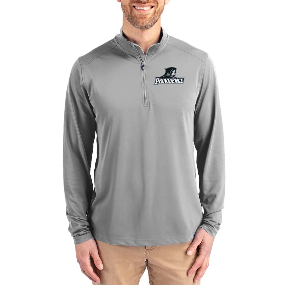 Men's Cutter & Buck Gray Providence Friars Virtue DryTec Quarter-Zip Pullover